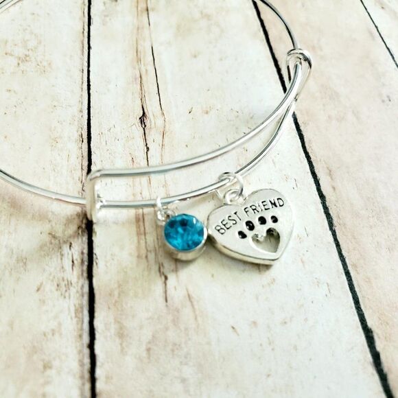 Best Friend Paw Print Charm Bracelet - Picture 2 of 11